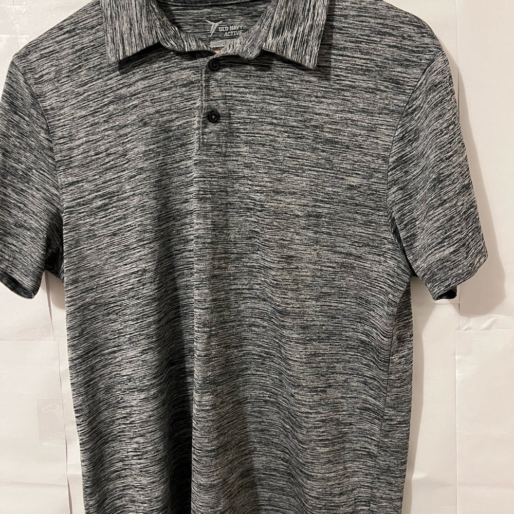 Old Navy Men's Heathered Black Polo Shirt